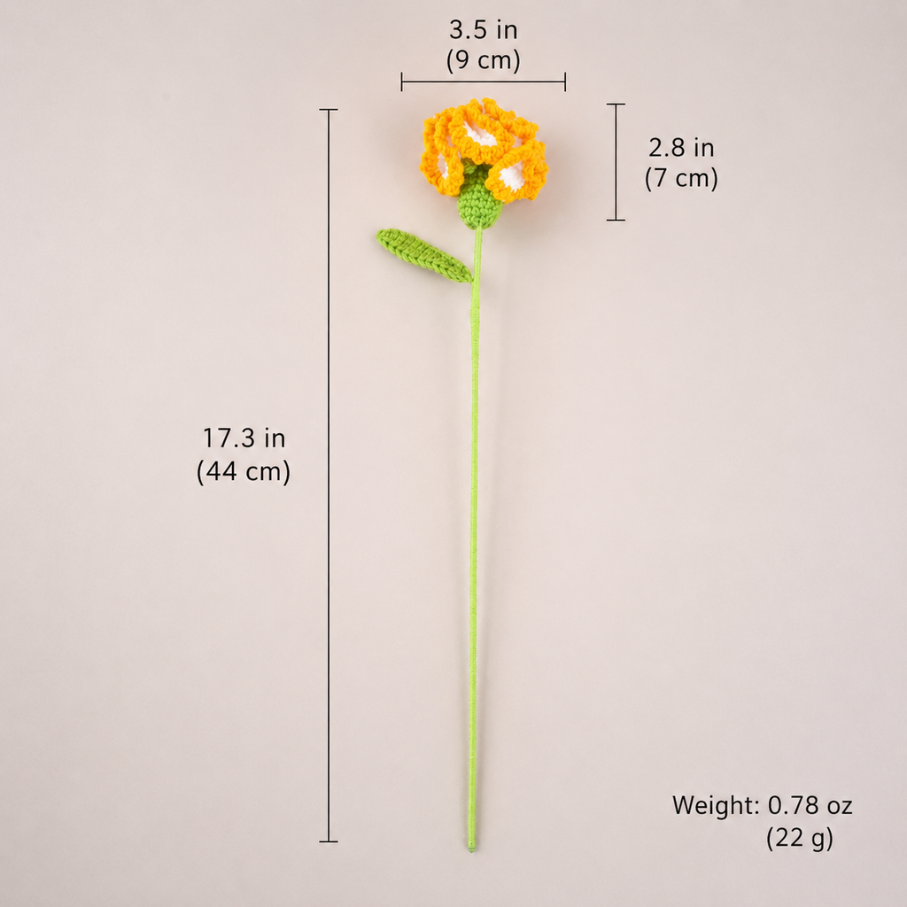 10PC Handmade Crochet Carnation Stem – Colorful Forever Flower
