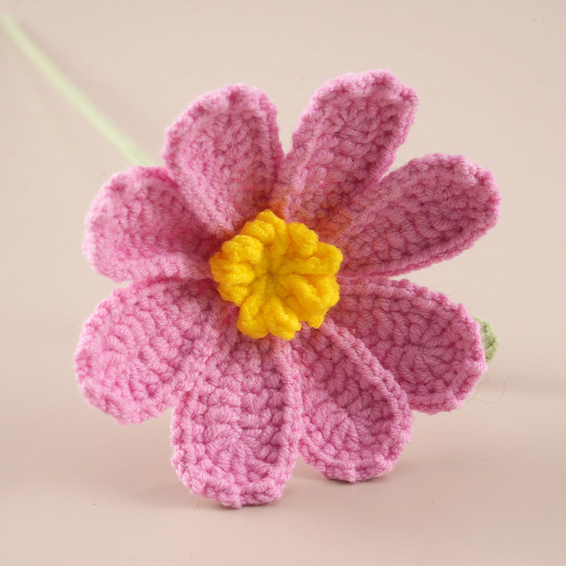 10 Stems Handmade Crochet Cosmos Flowers for Vase Decor & Gifts
