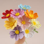 10 Stems Handmade Crochet Cosmos Flowers for Vase Decor & Gifts