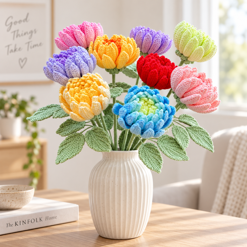 Crochet Dahlia Flowers-5-Pack