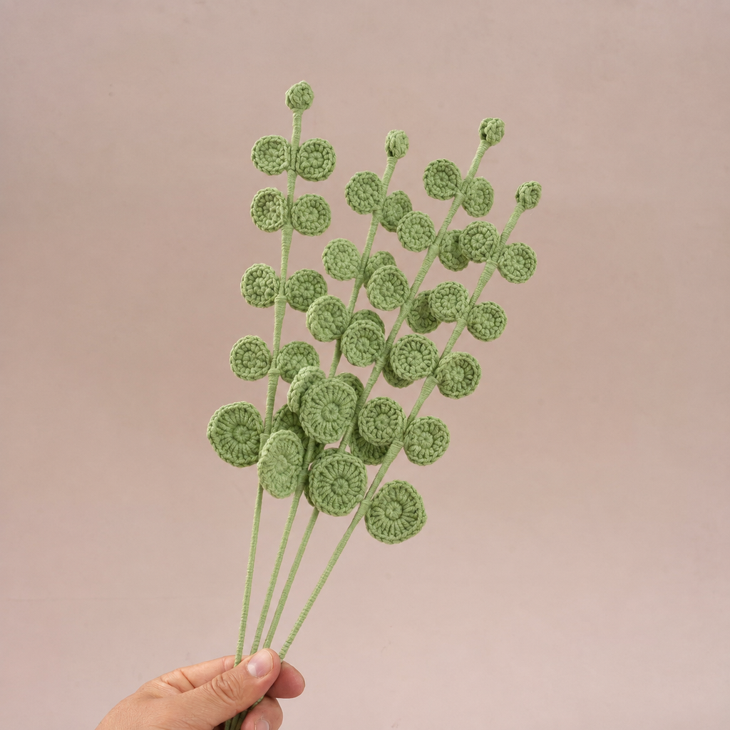10PC Handmade Crochet Eucalyptus Stem – Green Forever Botanical Decor