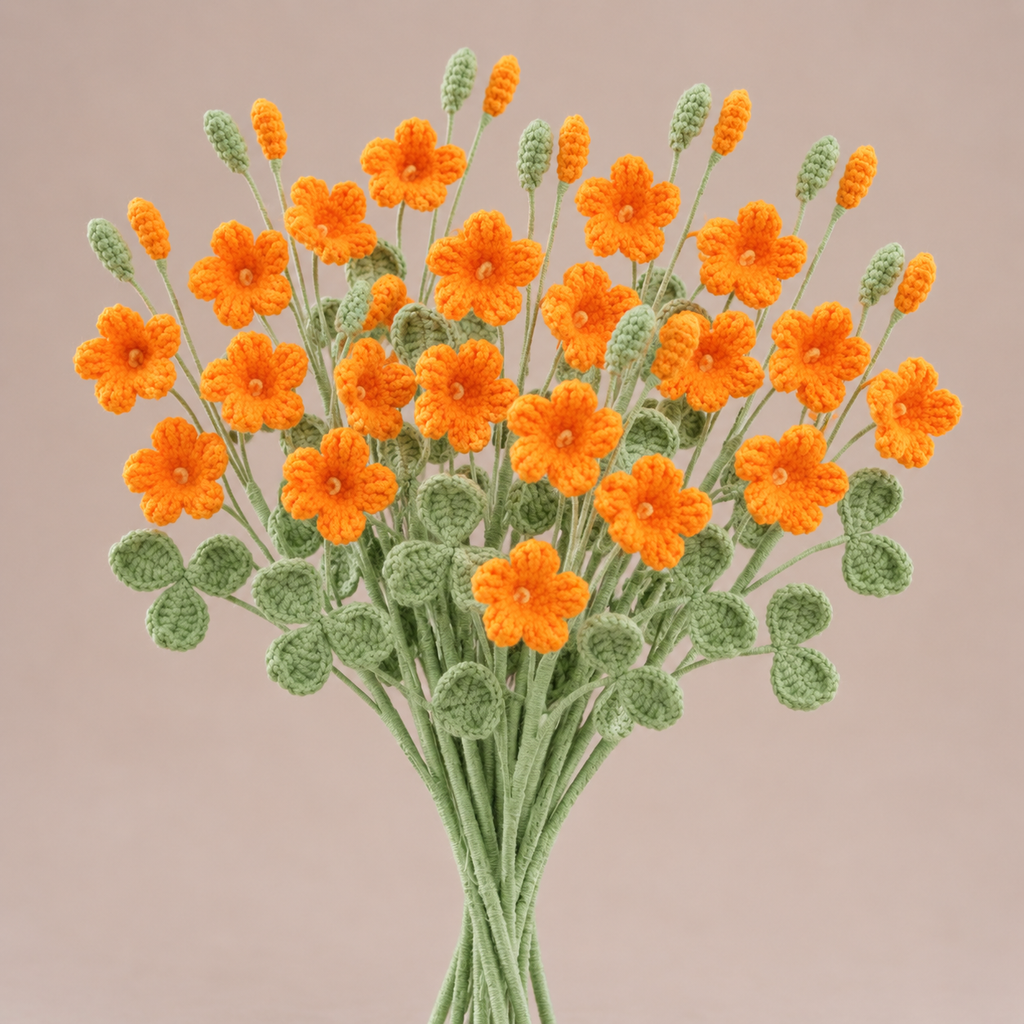Handmade Crochet Oxalis Flowers – Set of 10 Stems