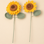 Handmade Crochet Sunflowers – 5 Stems Artificial Flower Bouquet