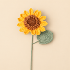 Handmade Crochet Sunflowers – 5 Stems Artificial Flower Bouquet