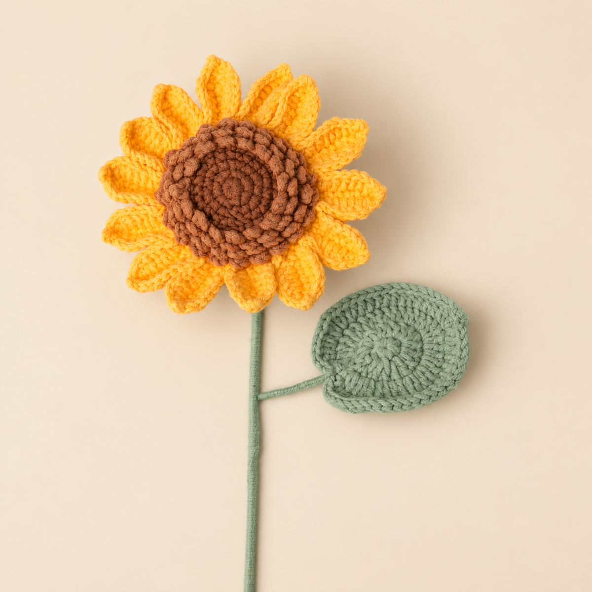 Handmade Crochet Sunflowers – 5 Stems Artificial Flower Bouquet