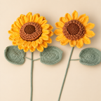 Handmade Crochet Sunflowers – 5 Stems Artificial Flower Bouquet