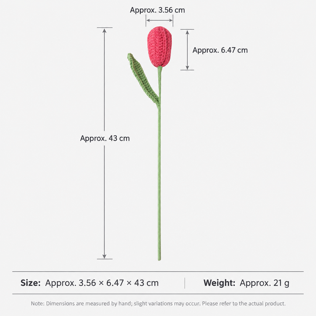 10-PCS Handmade Crochet Tulip Flowers – Long Stem Knitted Tulip