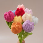 10 Stems Handmade Crochet Tulips for Vase Decor & Gifts