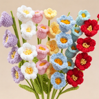 10PC Handmade Crochet Bellflower Stem – Colorful Forever Bloom
