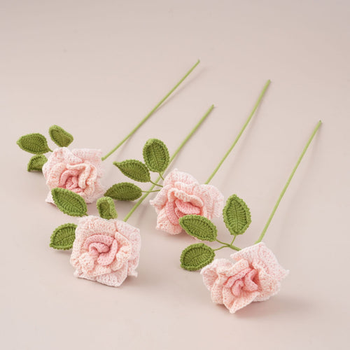 10 Stems Handmade Crochet Roses – Knitted Artificial Flowers for Bouquets, Home Decor &amp; Gifts