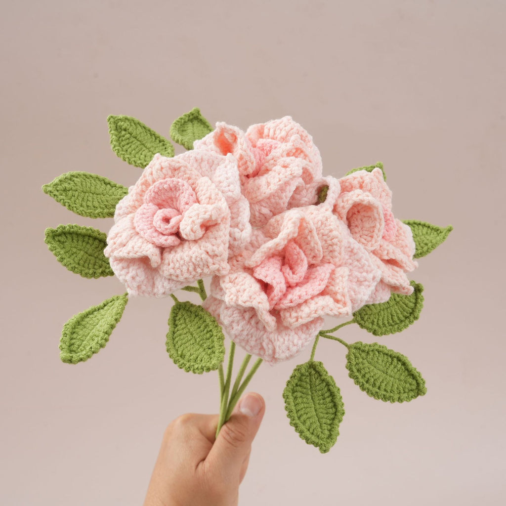 10 Stems Handmade Crochet Roses – Knitted Artificial Flowers for Bouquets, Home Decor &amp; Gifts