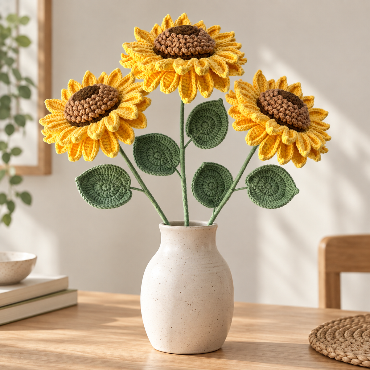 Crochet Sunflower Stems — 5-Pack