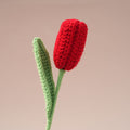10-PCS Handmade Crochet Tulip Flowers – Long Stem Knitted Tulip
