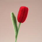 10-PCS Handmade Crochet Tulip Flowers – Long Stem Knitted Tulip