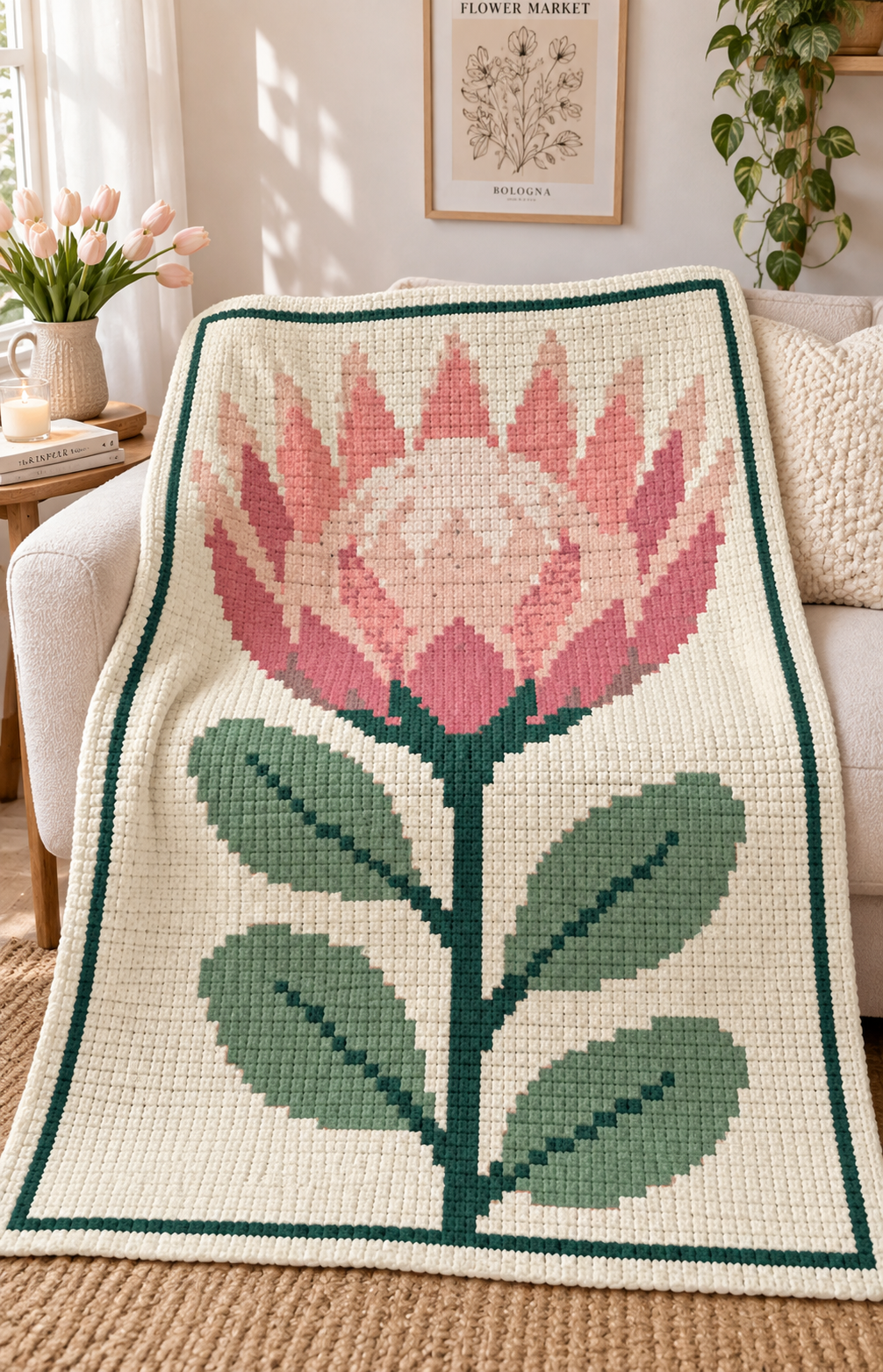 King Protea C2C Blanket Pattern PDF-Digital Download