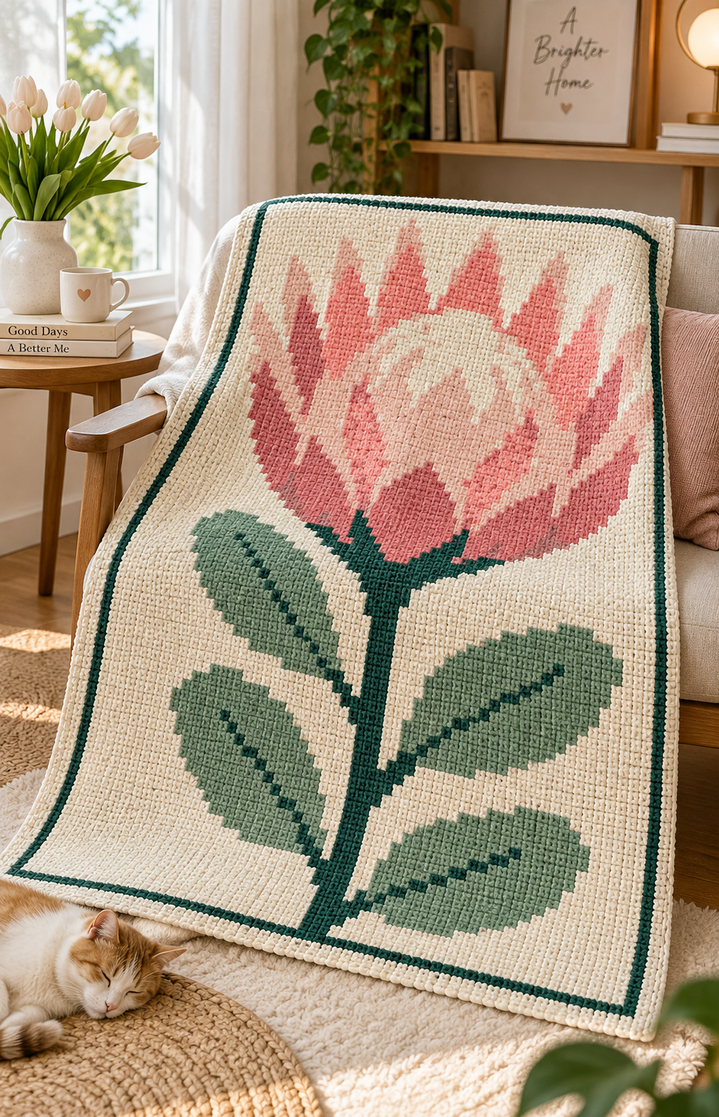 King Protea C2C Blanket Pattern PDF-Digital Download
