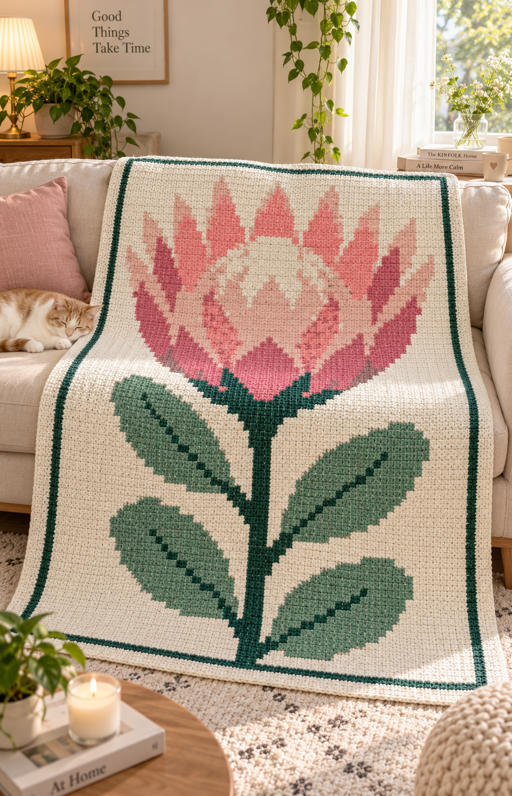 King Protea C2C Blanket Pattern PDF-Digital Download