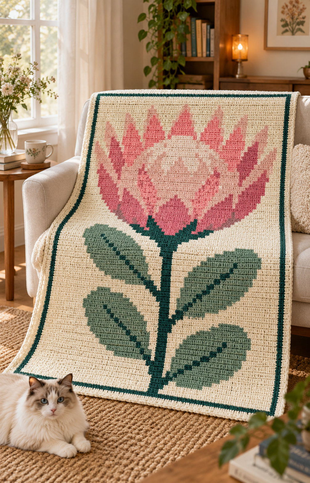King Protea C2C Blanket Pattern PDF-Digital Download