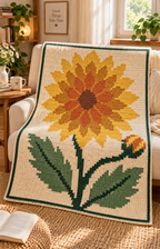 Layered Sunflower C2C Blanket Pattern PDF-Digital Download