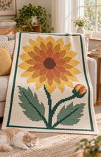 Layered Sunflower C2C Blanket Pattern PDF-Digital Download
