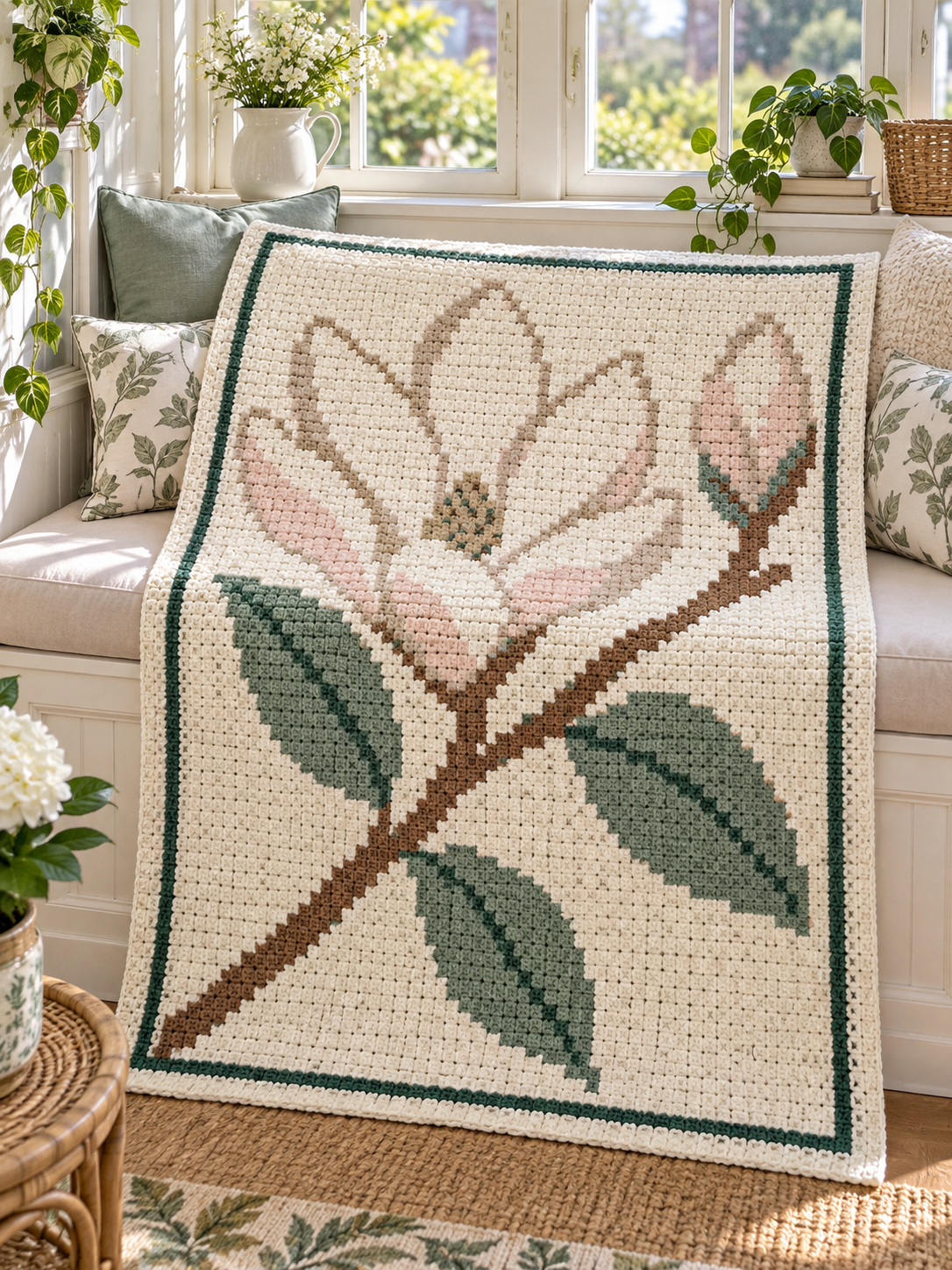 Magnolia Branch C2C Blanket Pattern PDF-Digital Download