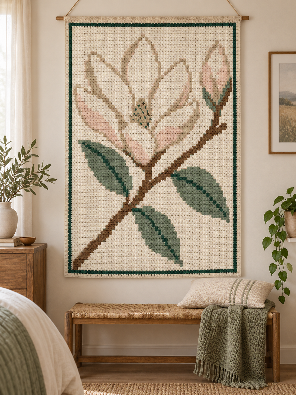 Magnolia Branch C2C Blanket Pattern PDF-Digital Download