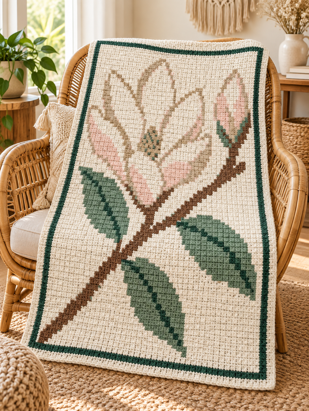 Magnolia Branch C2C Blanket Pattern PDF-Digital Download