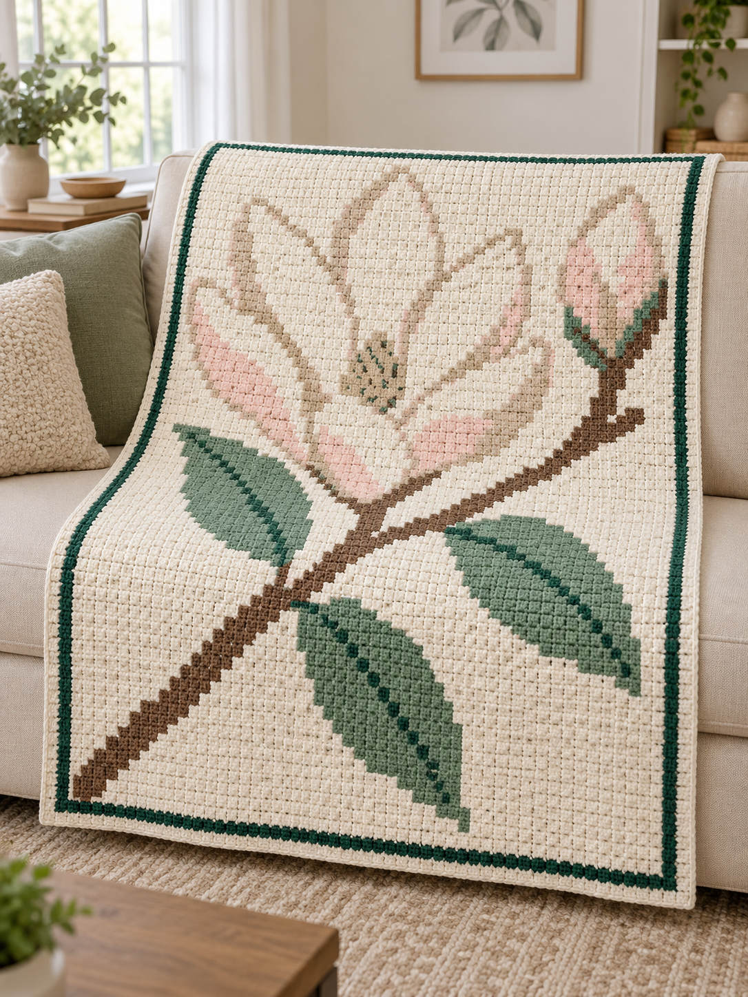 Magnolia Branch C2C Blanket Pattern PDF-Digital Download