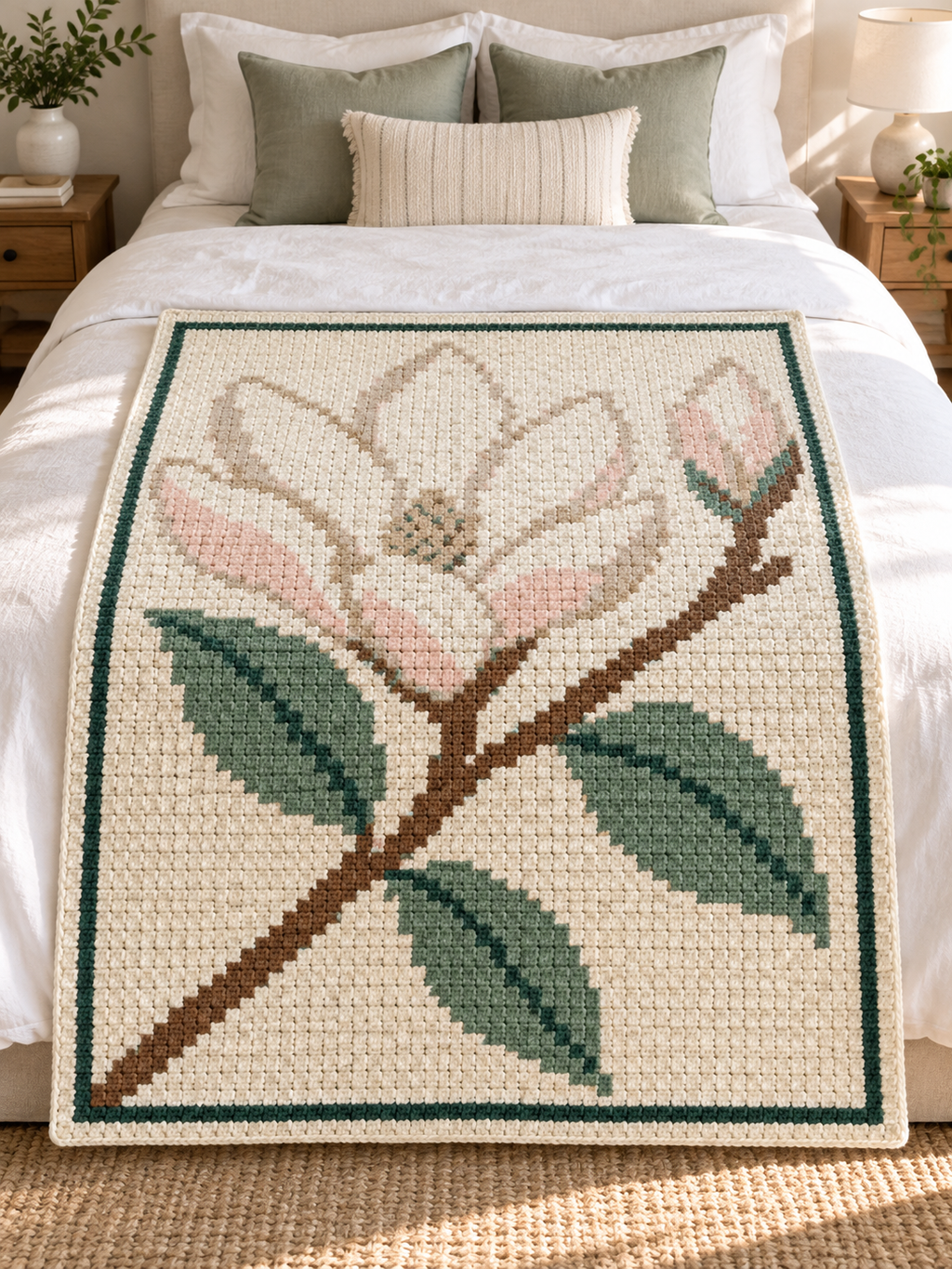 Magnolia Branch C2C Blanket Pattern PDF-Digital Download