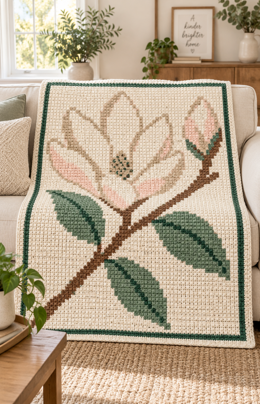 Magnolia Branch C2C Blanket Pattern PDF-Digital Download