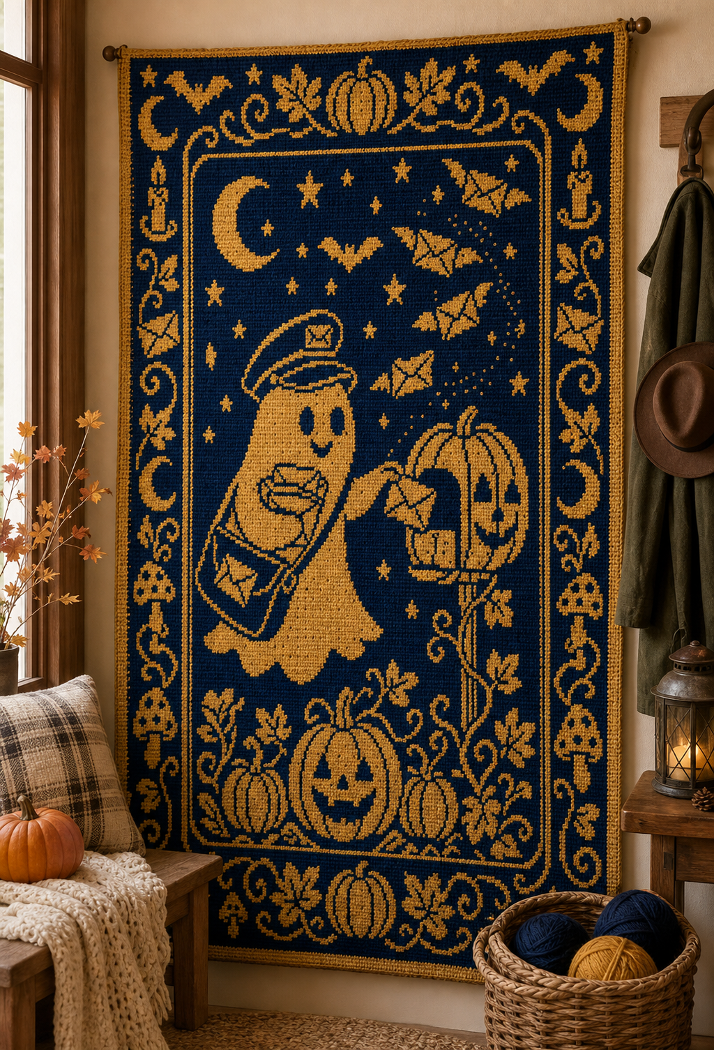 Mail Ghost Pumpkin C2C Crochet Mosaic Pattern-Digital Download