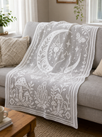 Moon Cat Filet Crochet Curtain Pattern-Digital Download