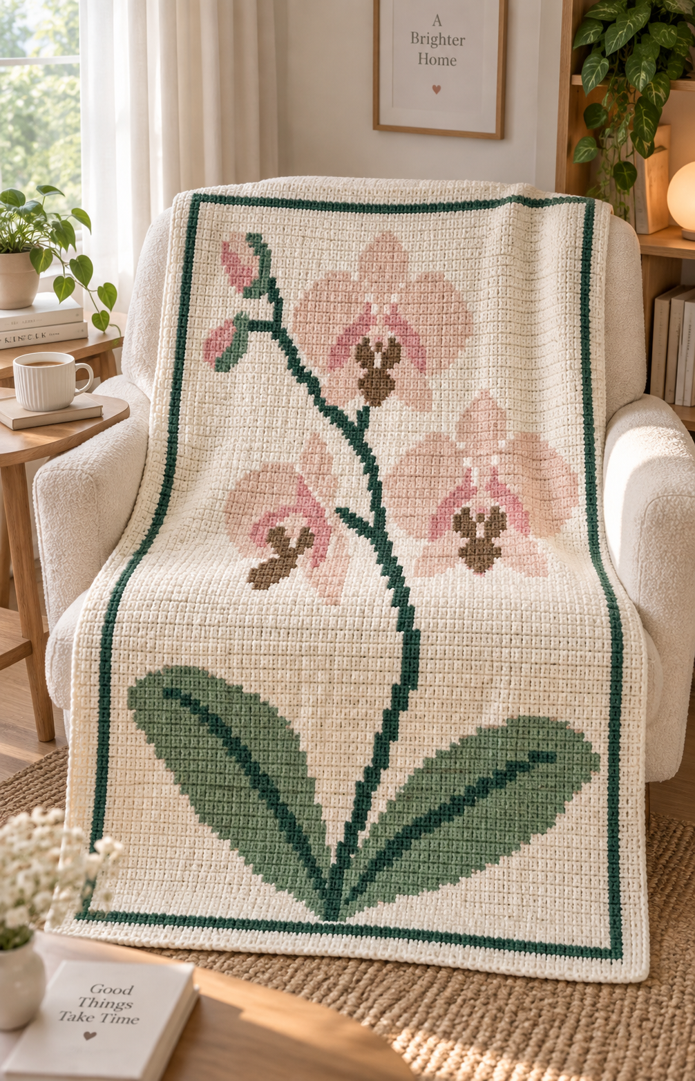 Moth Orchid C2C Blanket Pattern PDF-Digital Download