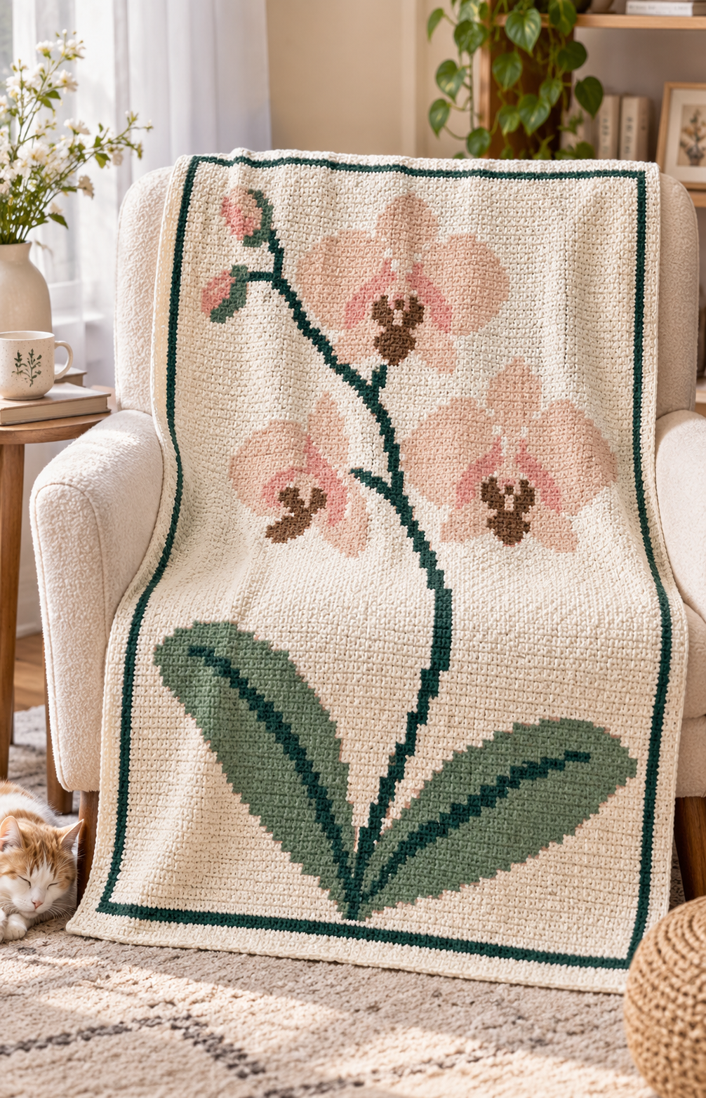 Moth Orchid C2C Blanket Pattern PDF-Digital Download