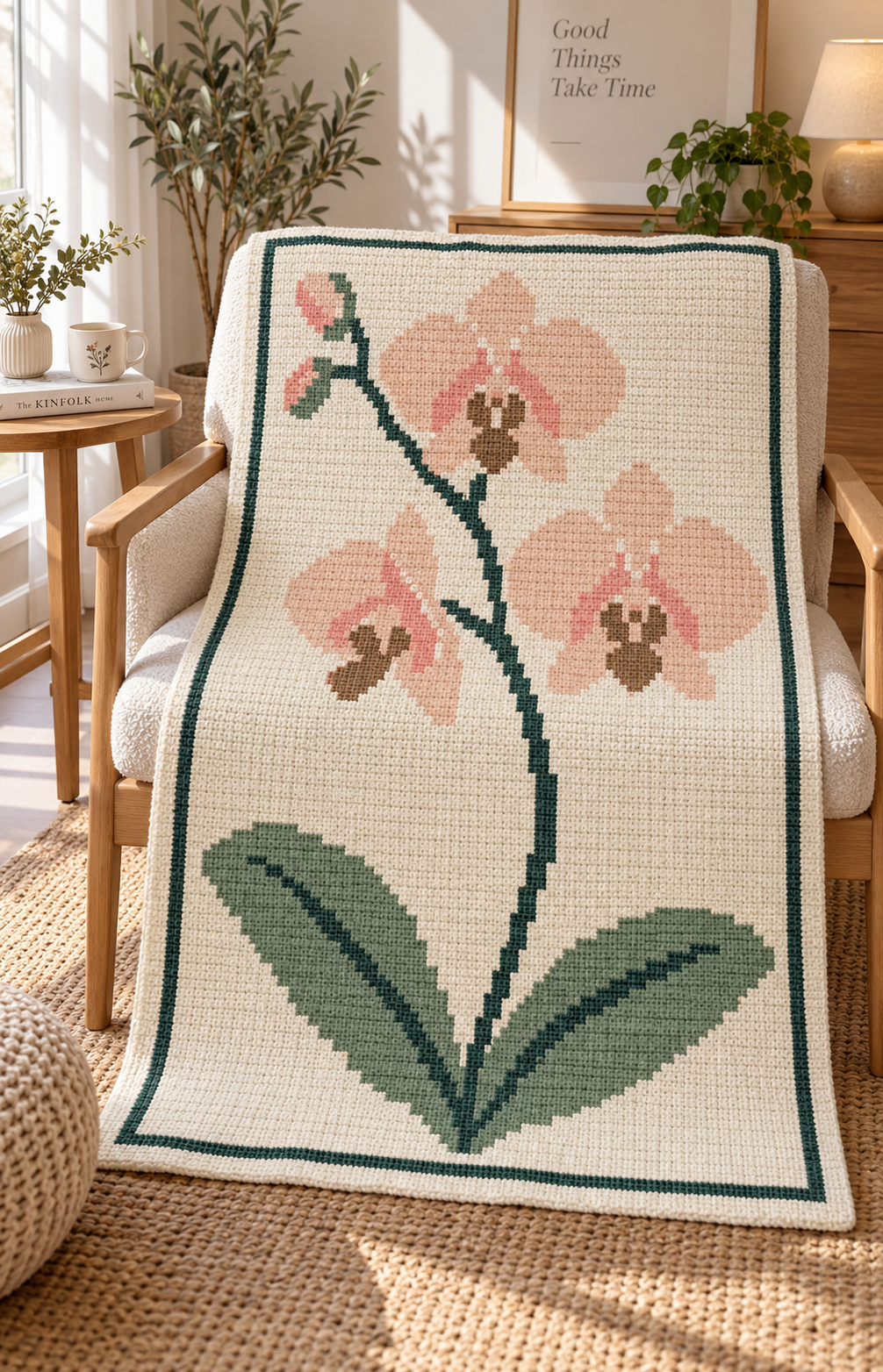 Moth Orchid C2C Blanket Pattern PDF-Digital Download
