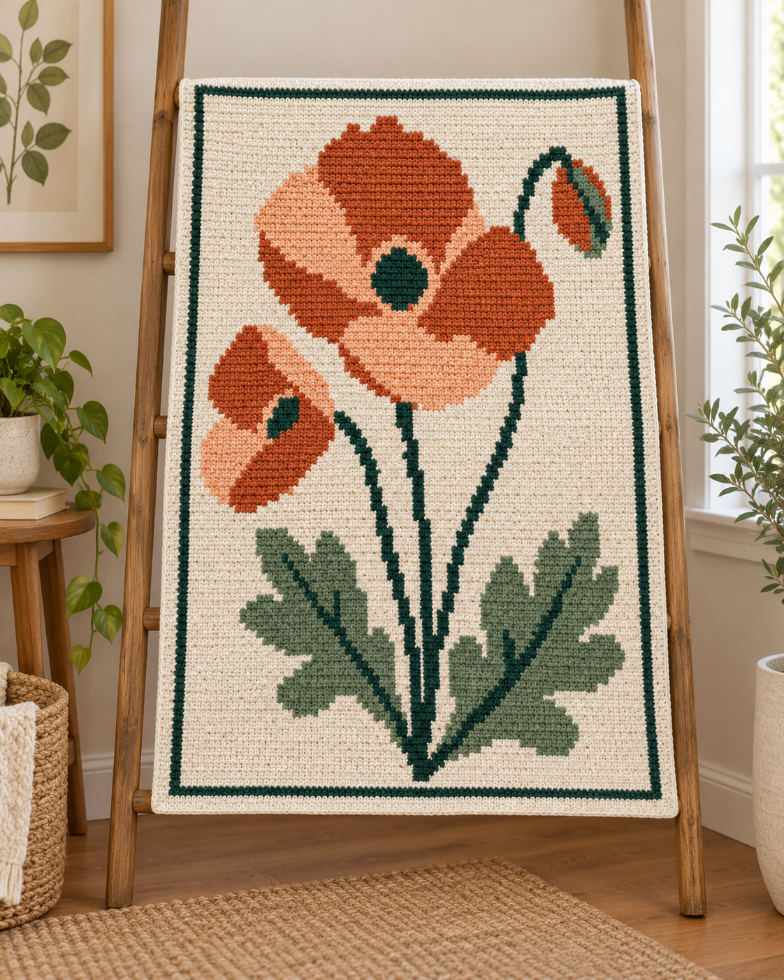 Orange Poppy C2C Blanket Pattern PDF-Digital Download