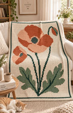 Orange Poppy C2C Blanket Pattern PDF-Digital Download