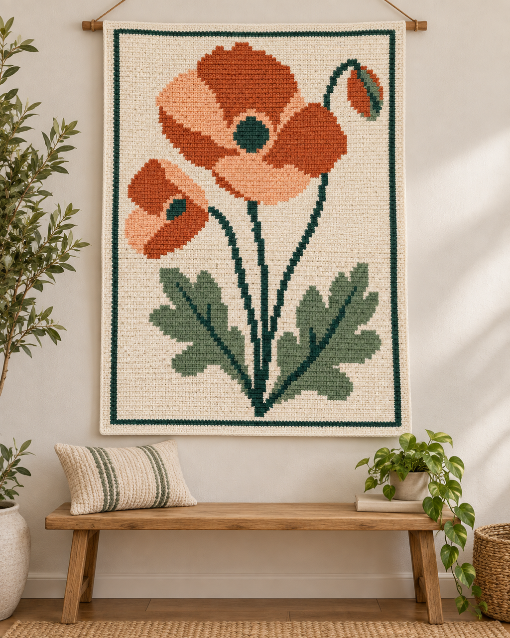 Orange Poppy C2C Blanket Pattern PDF-Digital Download