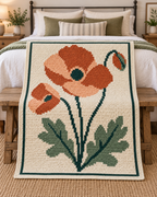 Orange Poppy C2C Blanket Pattern PDF-Digital Download