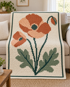 Orange Poppy C2C Blanket Pattern PDF-Digital Download