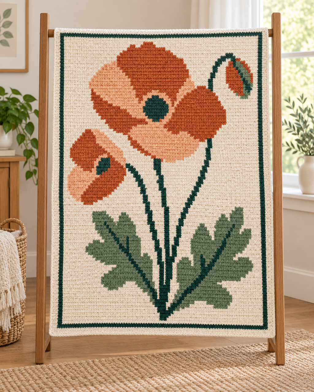 Orange Poppy C2C Blanket Pattern PDF-Digital Download