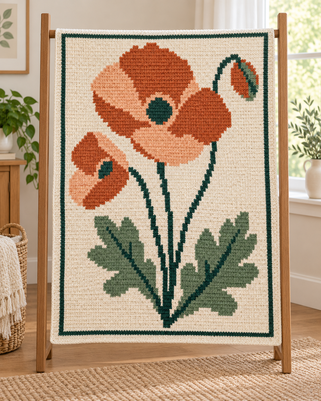 Orange Poppy C2C Blanket Pattern PDF-Digital Download