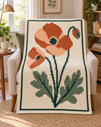 Orange Poppy C2C Blanket Pattern PDF-Digital Download