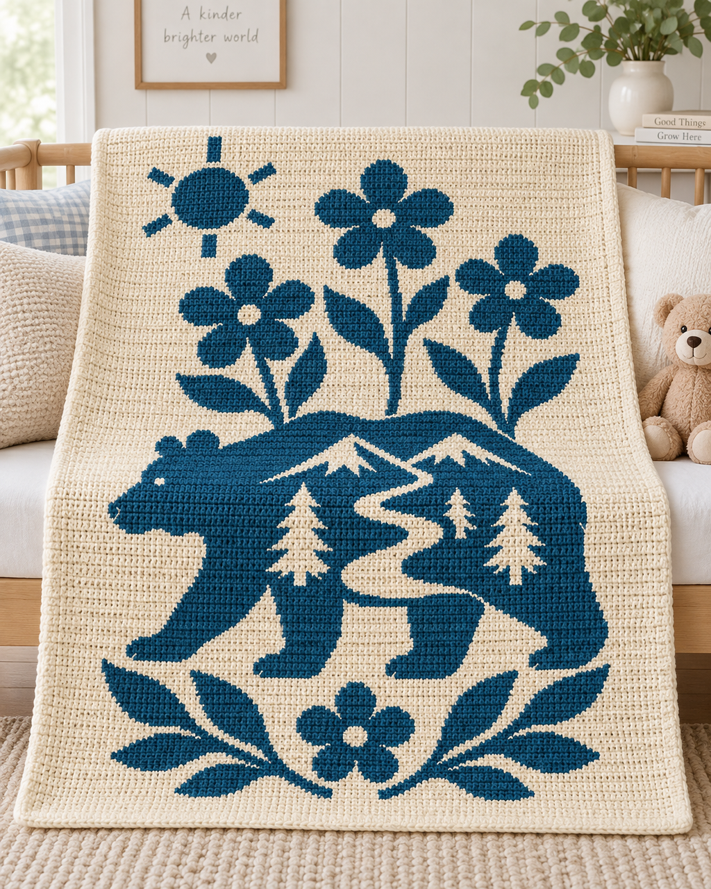 Bear Mountain River C2C Crochet Mosaic Pattern-Digital Download