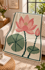 Pink Lotus C2C Blanket Pattern PDF-Digital Download