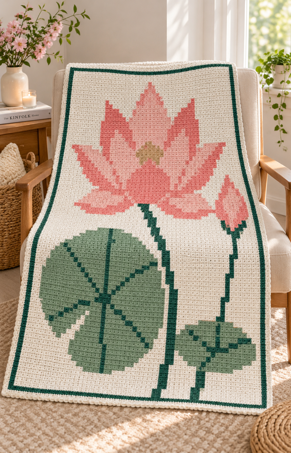 Pink Lotus C2C Blanket Pattern PDF-Digital Download