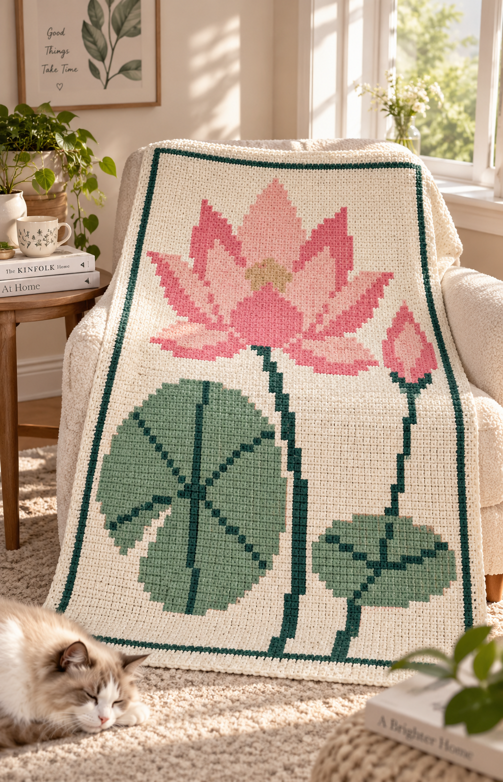 Pink Lotus C2C Blanket Pattern PDF-Digital Download