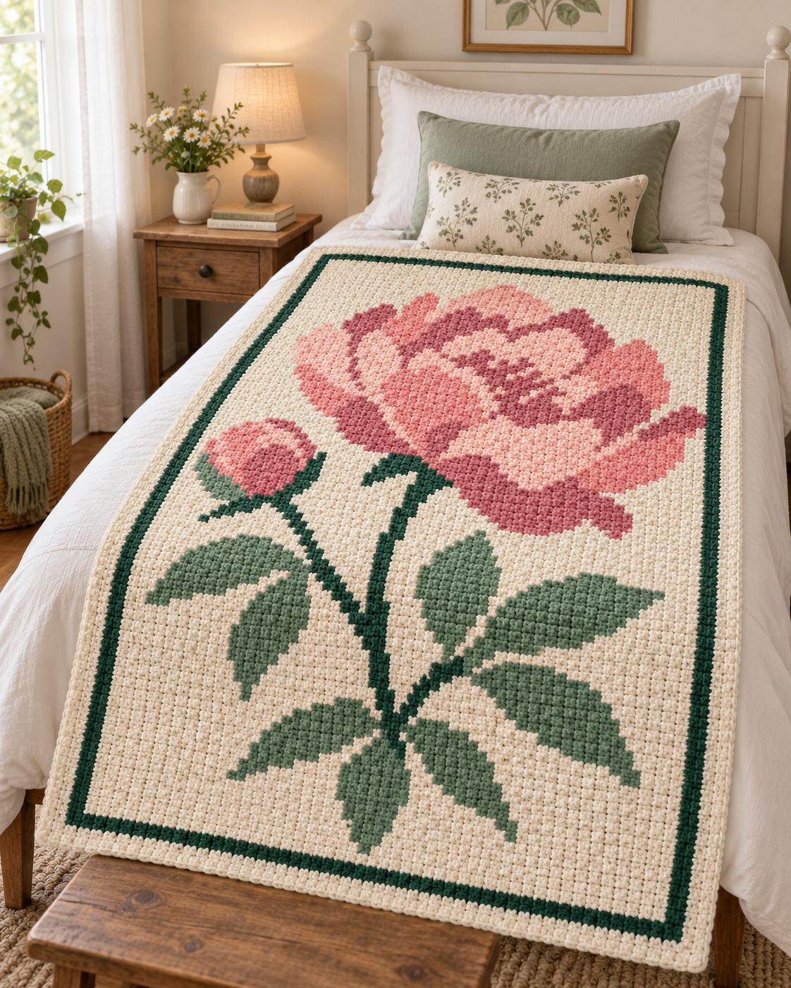Pink Peony C2C Blanket Pattern PDF-Digital Download