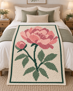 Pink Peony C2C Blanket Pattern PDF-Digital Download