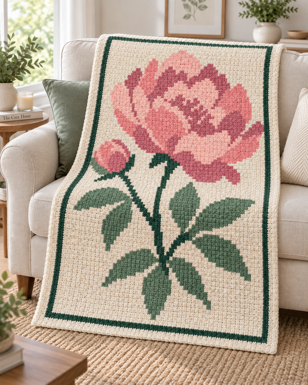Pink Peony C2C Blanket Pattern PDF-Digital Download